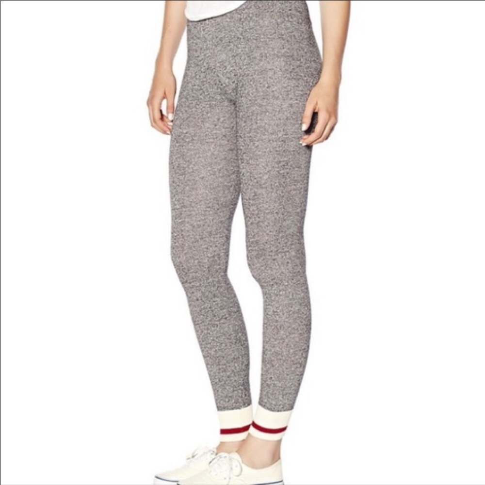 Grey leggings white and red cuff